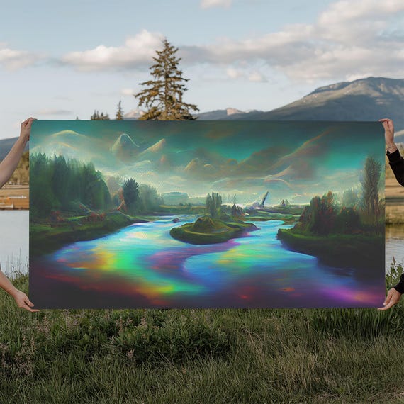 Psychedelic Trippy River Nature Art Print