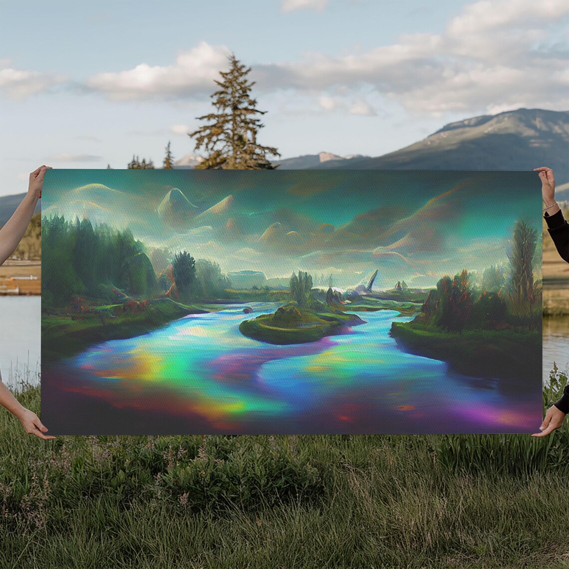 Psychedelic Trippy River Nature Art Print