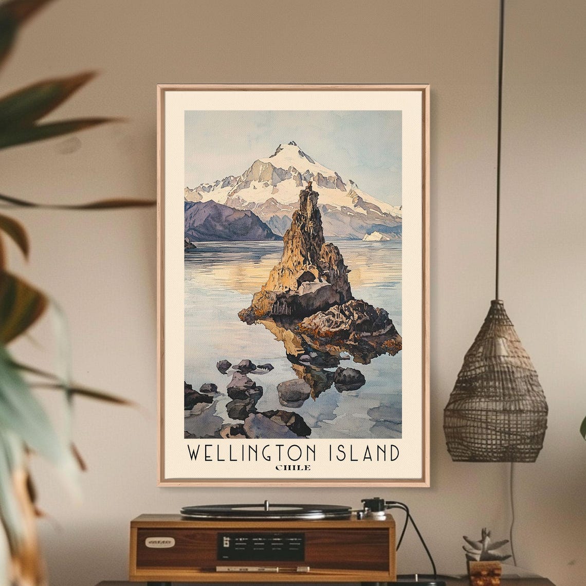 Wellington Island Chile Watercolor Beach Print Vacation Gift Chile Wall Art Framed Print Framed Beach Painting - Image 3