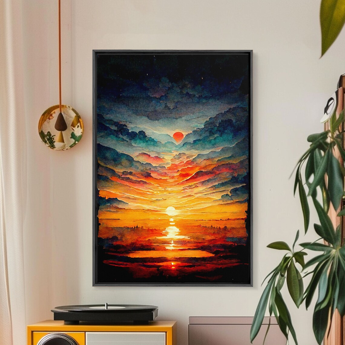 Sunset Clouds Oil Painting, Nature Landscape Art Print - Image 3