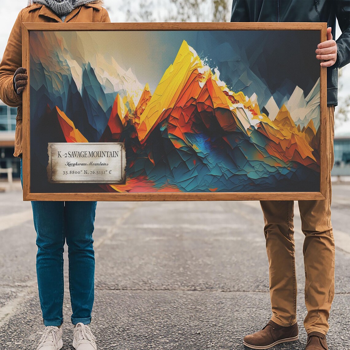 K2 Savage Mountain Karakoram Colorful Geometric Abstract Peak Poster - Image 3