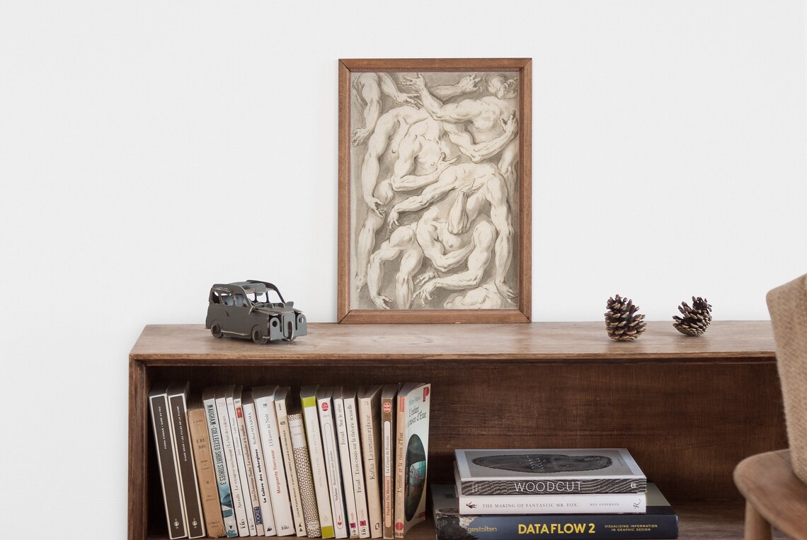Vintage Male Figure Sketch Art Print, Neutral Abstract Decor - Image 2