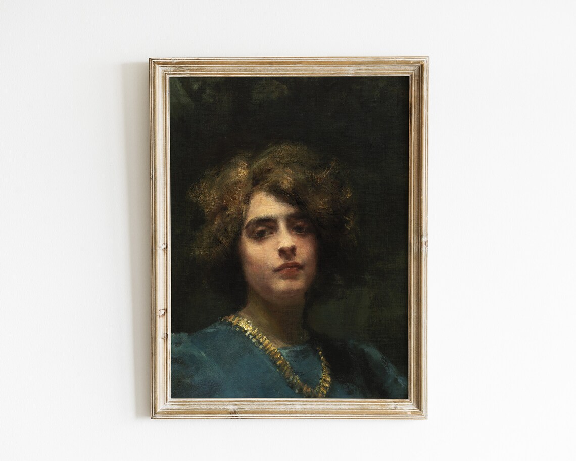 Vintage Woman Portrait Oil Painting Art Print