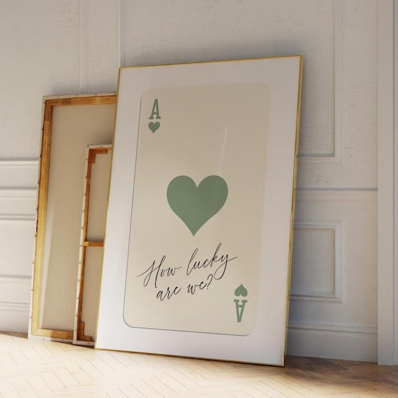 Ace of Hearts Lucky Wall Art Poster, Retro Trendy