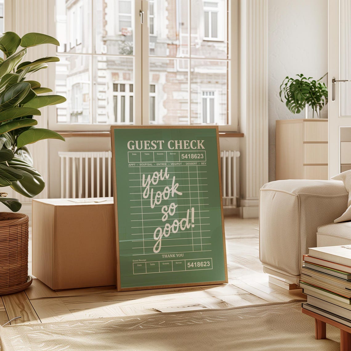 You Look So Good Green Guest Check Diner Receipt Typography Poster - Image 2