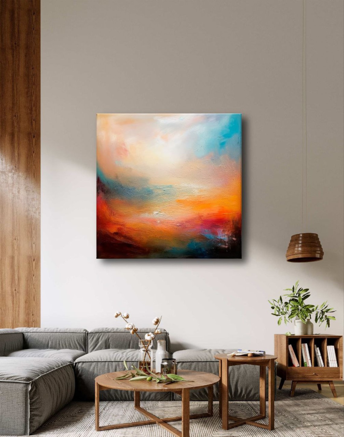 Original Abstract Painting On Meditative Colored Clouds - Image 2