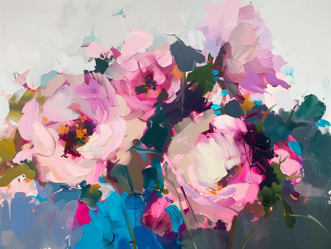 Summer Blooms Floral Oil Painting, Impressionistic Wildflowers - Image 4