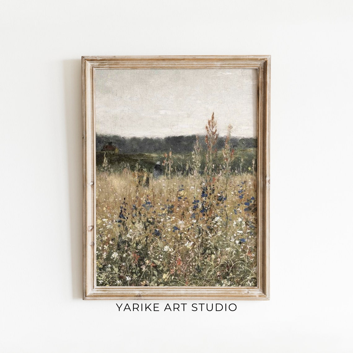 Wildflower Field Landscape Oil Painting Vintage Landscape Art Print Antique Country Field Autumn Wall Art 481