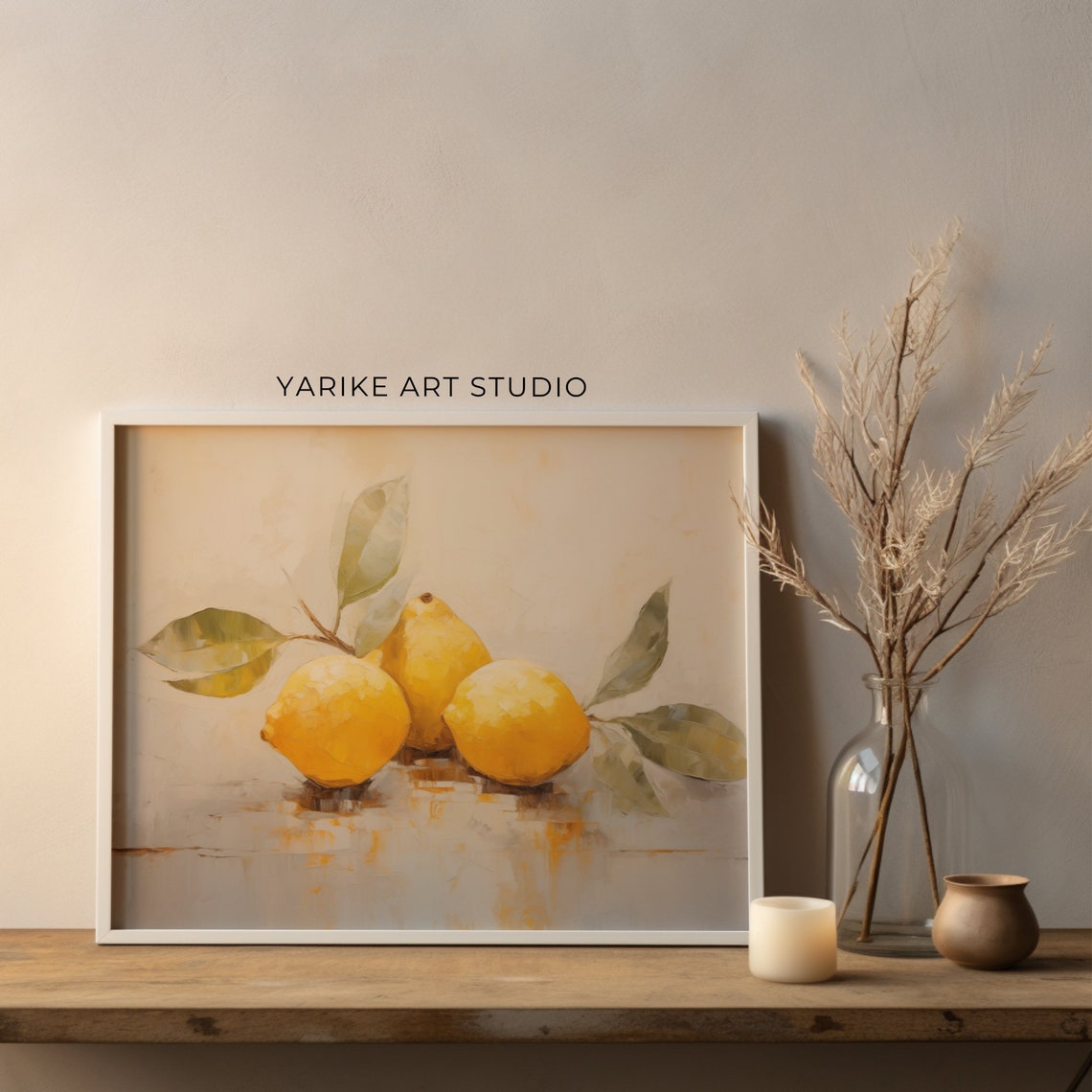 Three Lemons Still Life Painterly Citrus Fruit Kitchen Art Poster - Image 3
