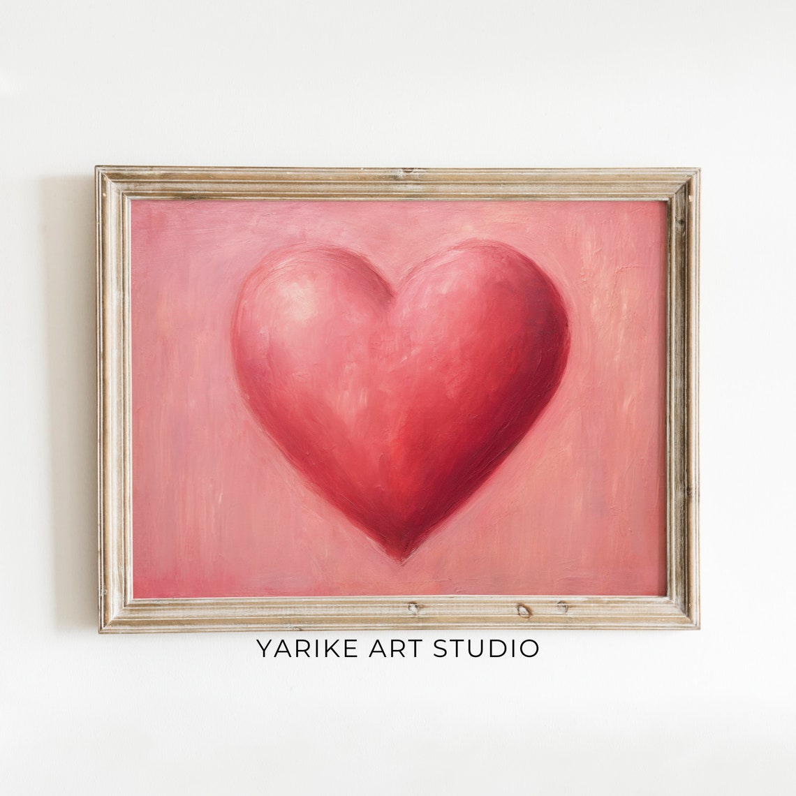 Bold Red Heart On Pink Romantic Minimal Valentine Day Art Poster