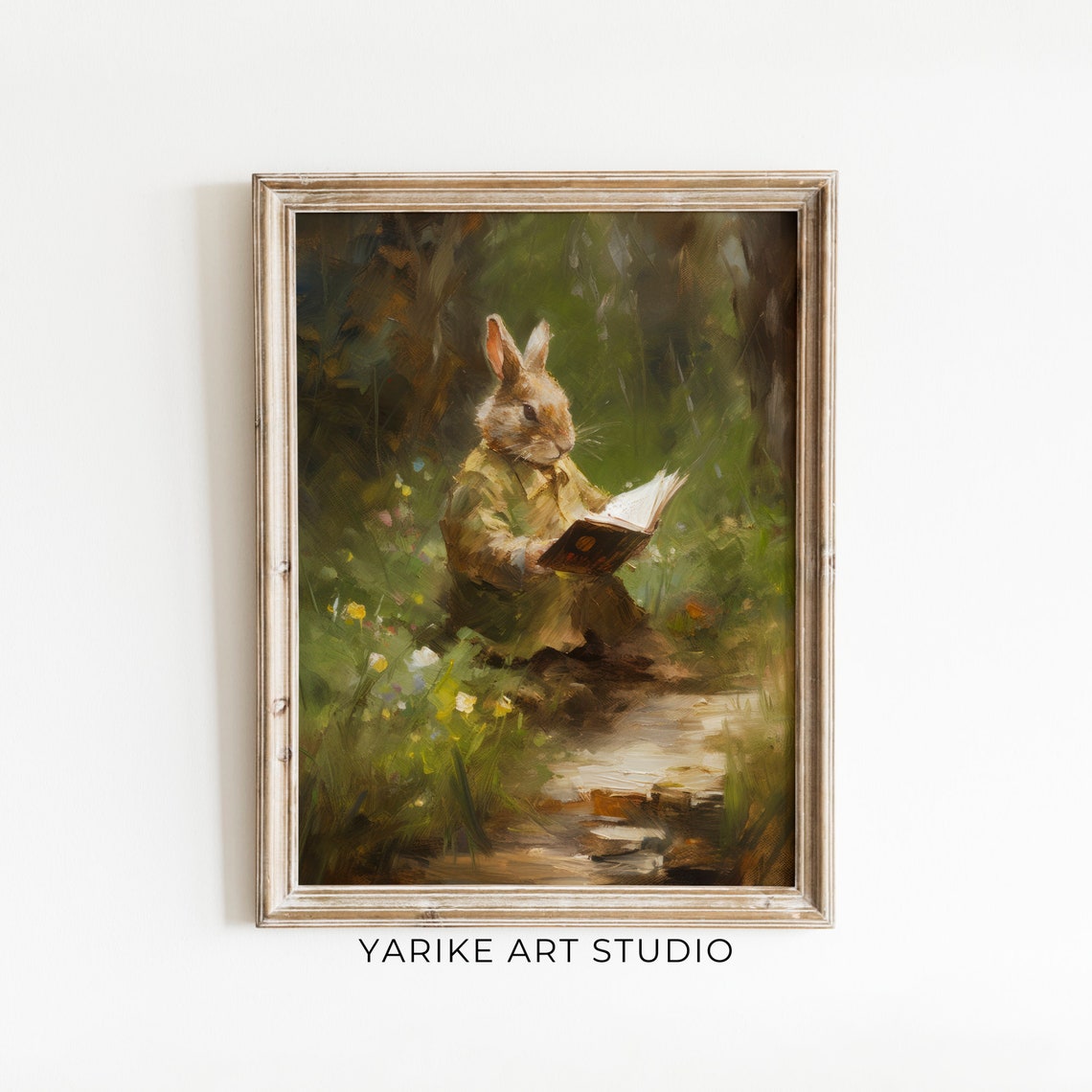 Storybook Rabbit Reading a Book in Enchanted Woodland Poster - Image 6