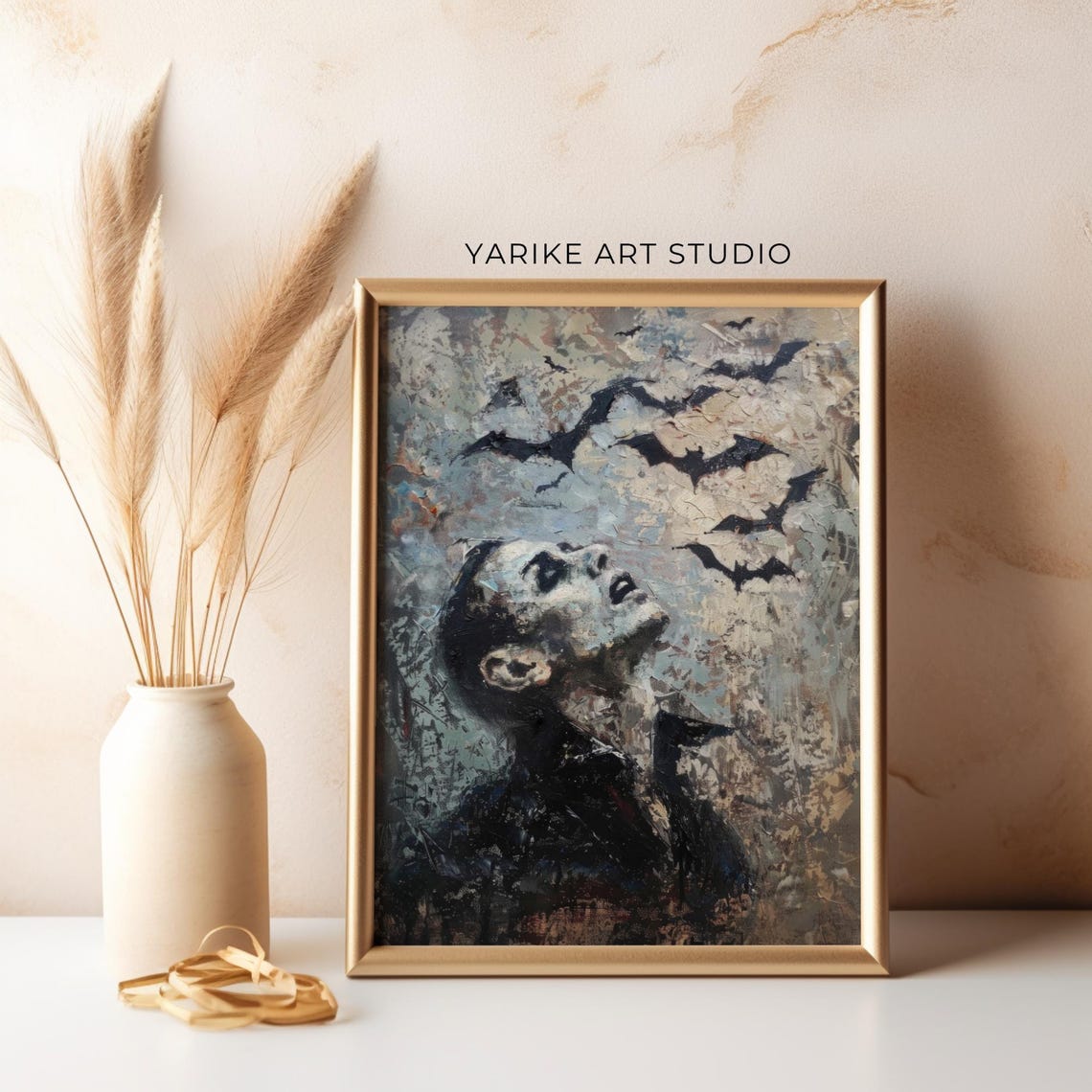 Vampire Awakening With Flying Bats Dark Horror Grunge Poster - Image 3