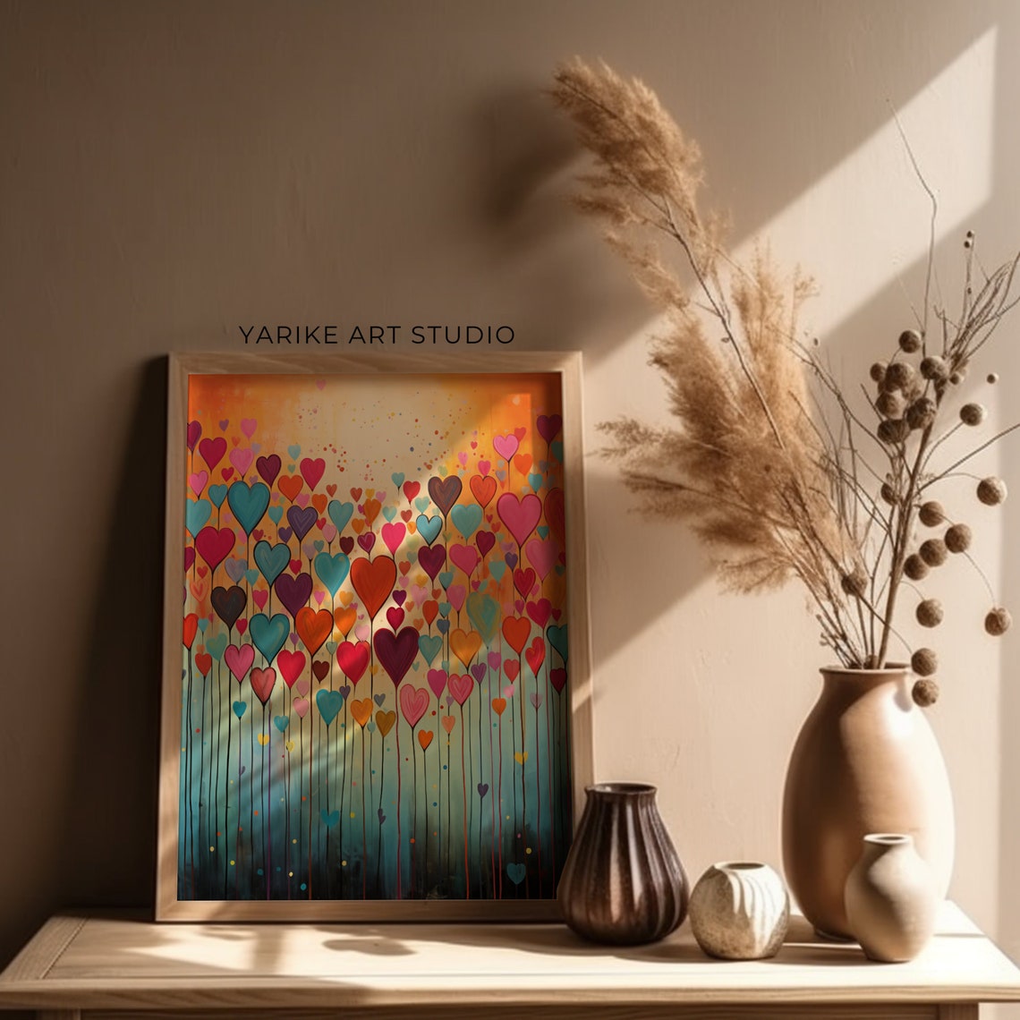 Colorful Heart Balloons Floating Up Gradient Valentine Poster - Image 3