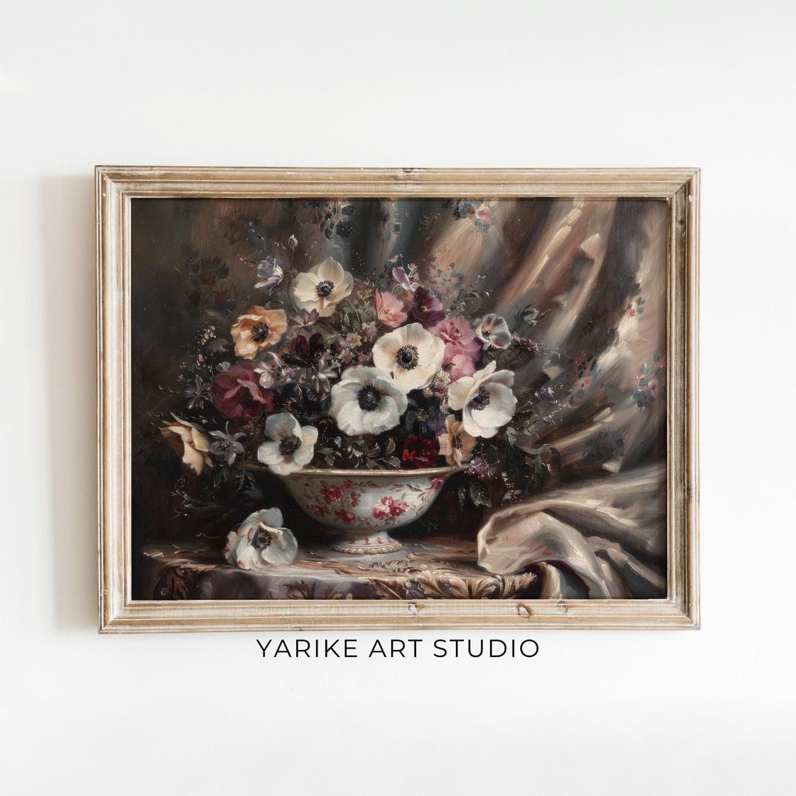 Anemone Bouquet Floral Bowl Elegant Vintage Still Life Poster