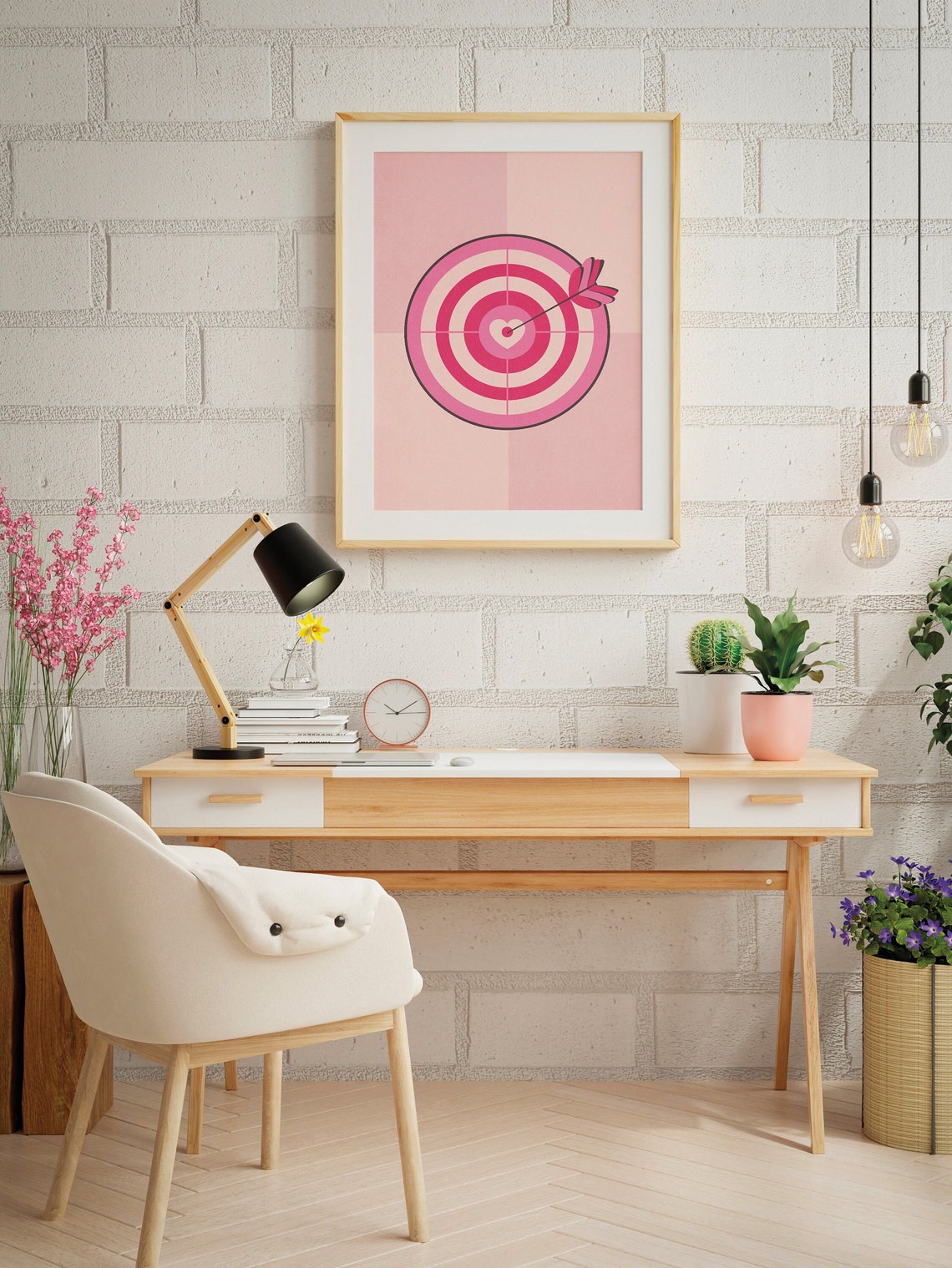 Playful Pink Heart Bullseye Target With Arrow Pop Art Poster - Image 2