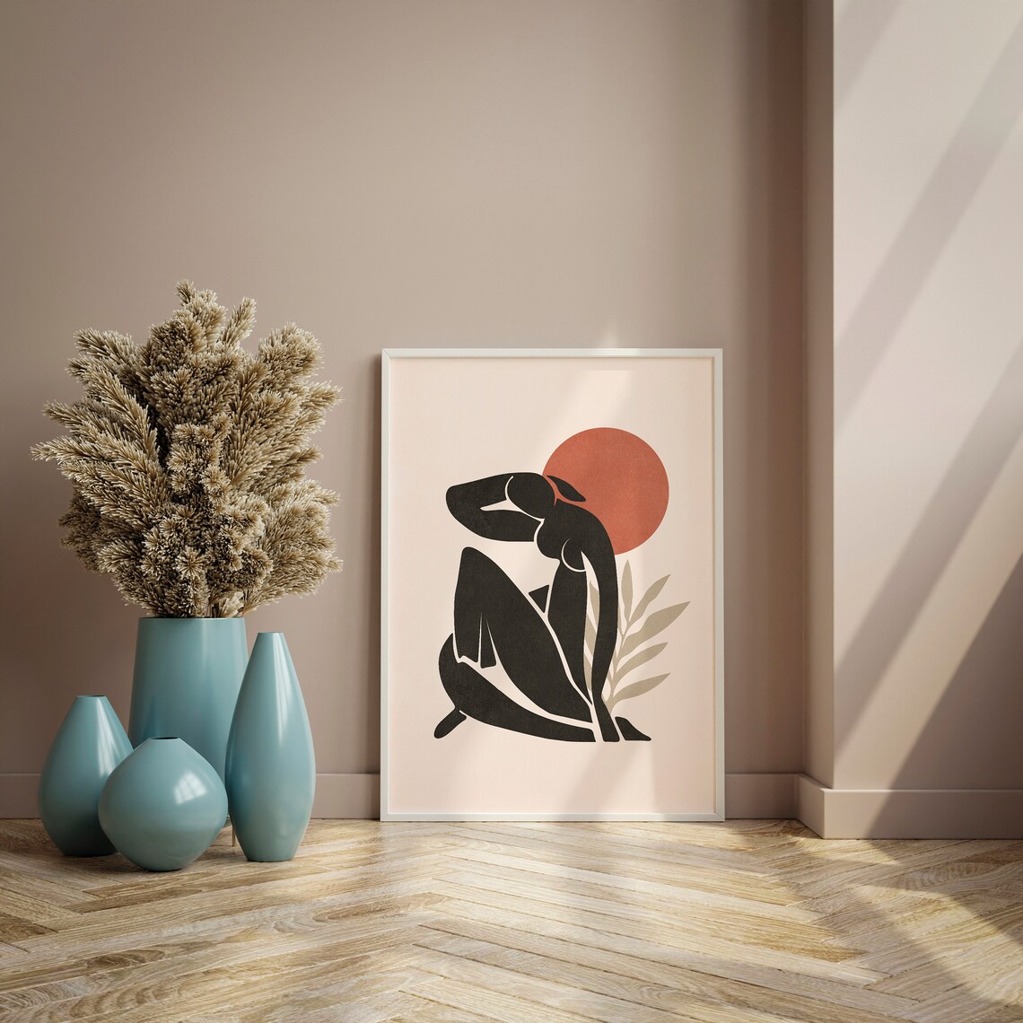 Matisse Style Female Silhouette Terracotta Sun Abstract Wall Art - Image 2