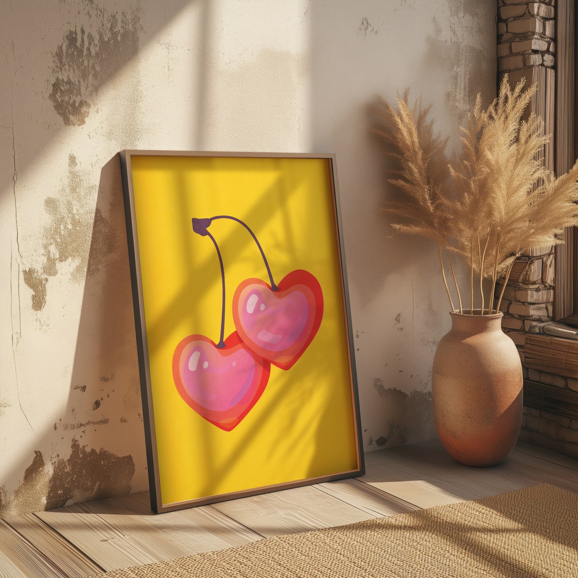 Heart Shaped Cherries Coquette Dopamine Bright Pop Art Poster - Image 2
