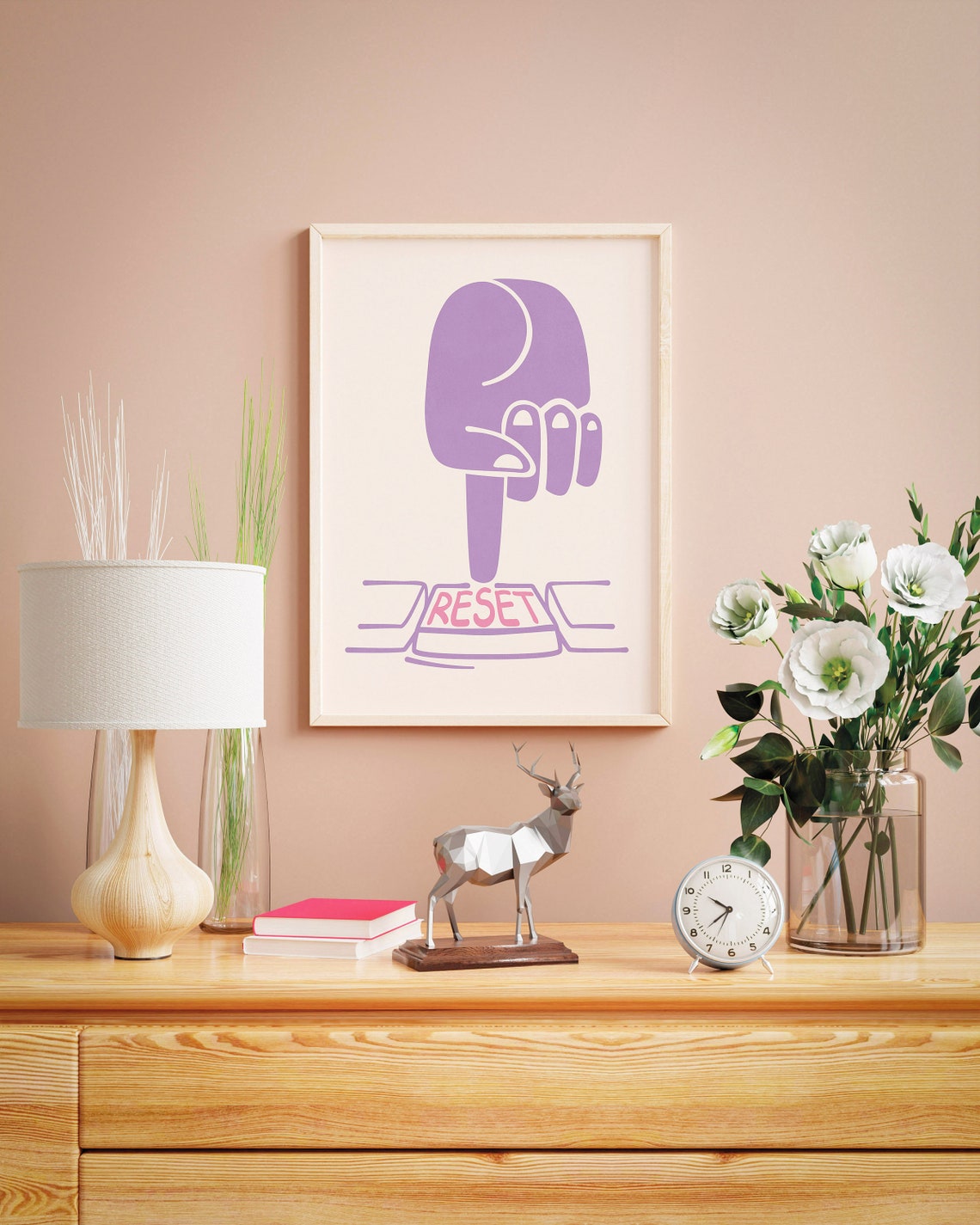 Purple Hand Pressing Reset Button Bold Motivational Wall Art - Image 3