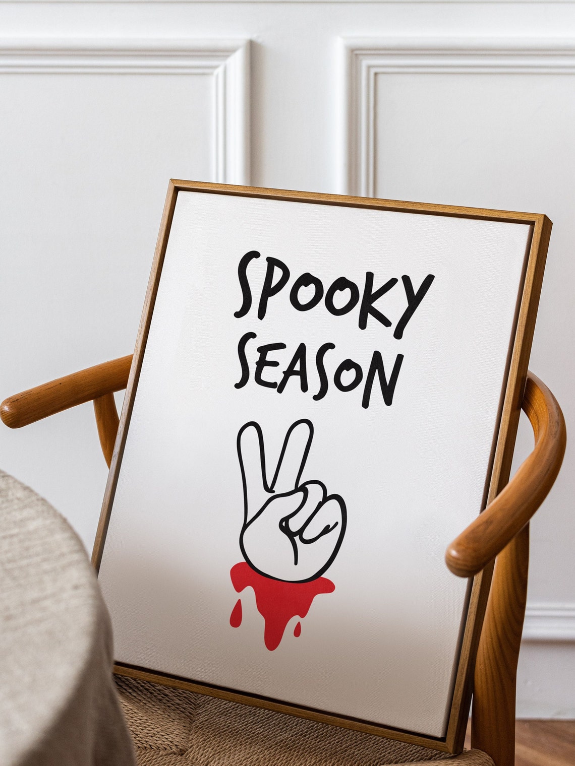 Spooky Season Halloween Graphic Peace Sign Dripping Hand Print - Image 3