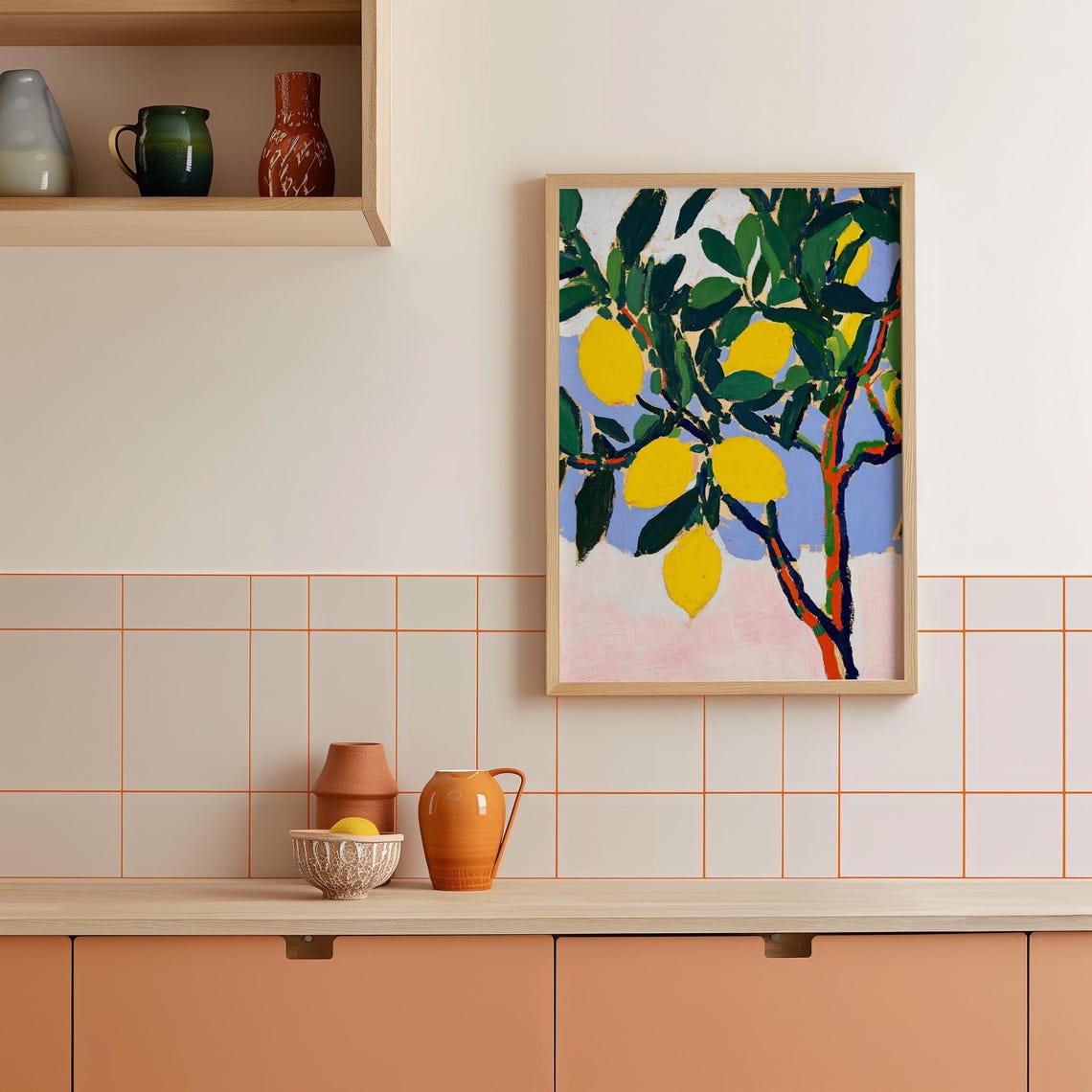 Abstract Lemon Tree Botanical Art, Kitchen Decor - Image 2