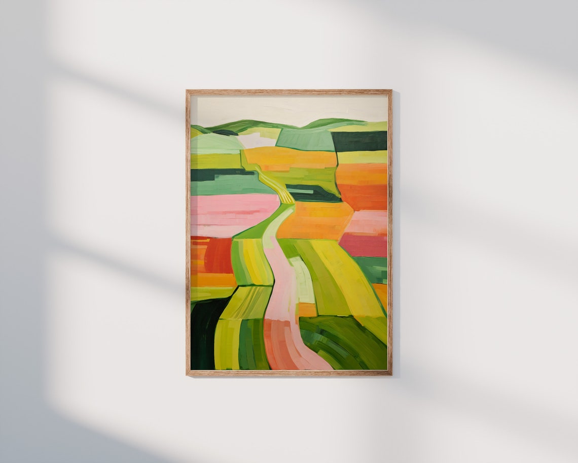 Colorful Abstract Landscape Painting, Modern Watercolor - Image 3