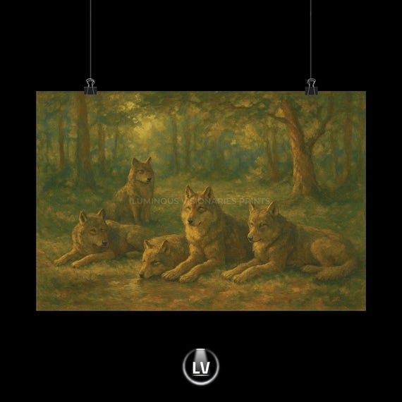Wolf Art Matte Horizontal Poster Nature Wall Decor Wildlife Print Forest Gift For Animal Lovers Earthy Apa 28