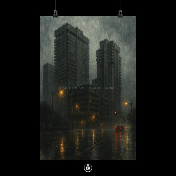 Dark Urban Landscape Poster Matte Wall Art City Home Decor Rainy Night Print Modern For Living Room Apacs 115