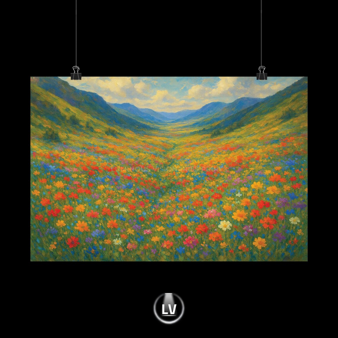 Floral Landscape Poster, Nature Wall Art