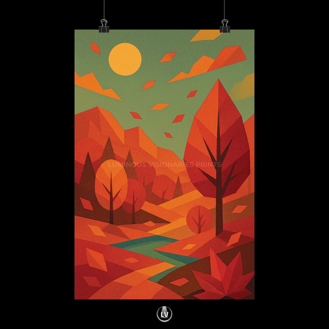 Autumn Landscape Poster, Seasonal Nature Art Print