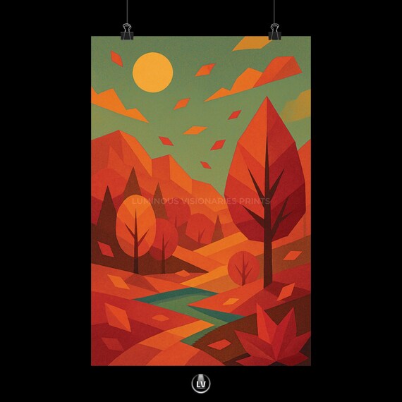 Autumn Landscape Poster, Seasonal Nature Art Print