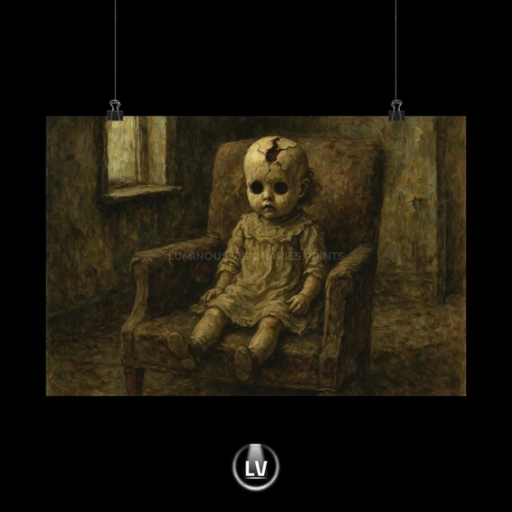 Haunting Doll Artwork Poster Macabre Home Decor Unique Wall Art Gothic Print Spooky Gift For Halloween Apchg 21