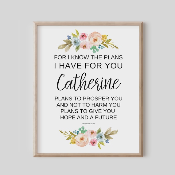 Custom Bible Verse Wall Art For I Know The Plans Have You Jeremiah 2911 Christian Gift Scripture Poster Confirmation