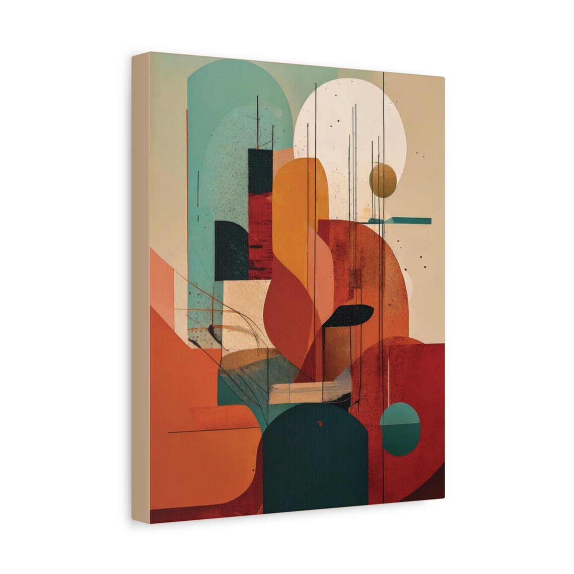 Abstract Terracotta Geometric Design, Minimalist Modern Art Print - Image 3