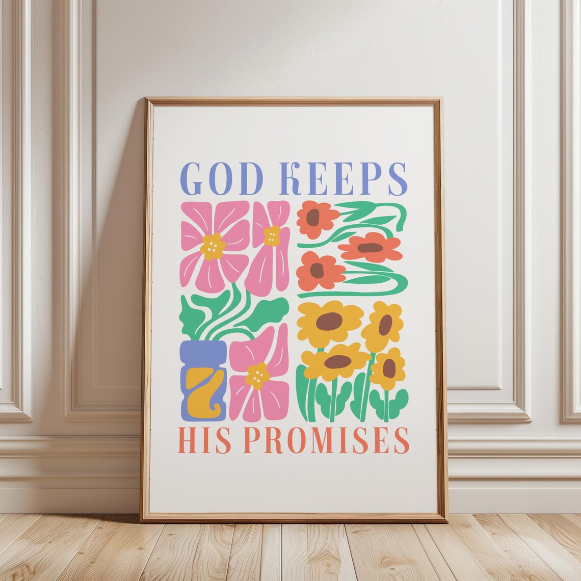 Boho Floral God Keeps His Promises Poster - Image 2
