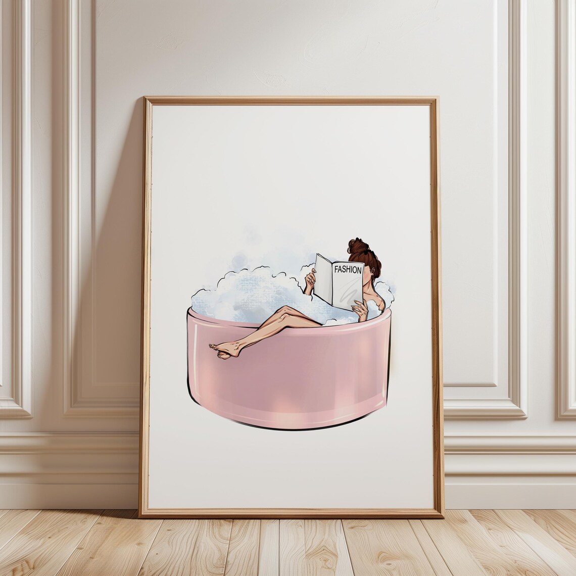 Fashion Woman Relaxing In Bath, Reading Poster - Image 2