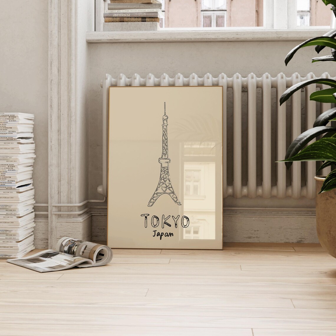 Tokyo Tower Line Art, Japan Travel Poster - Image 3
