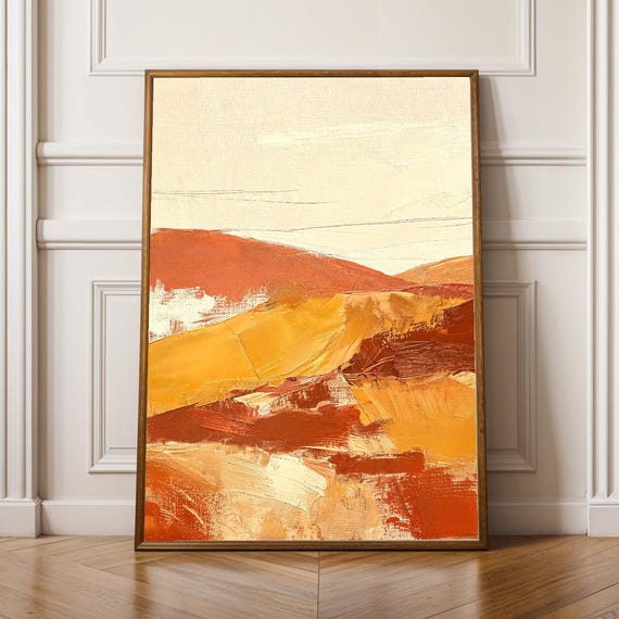 Desert Hills Abstract Poster Modern Terracotta And Cream Tones