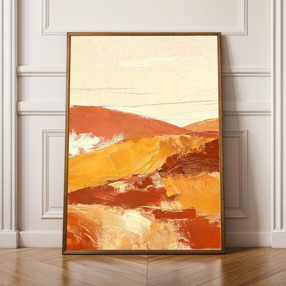 Terracotta Desert Hills Abstract Poster Modern Warm Earth Tone Painting