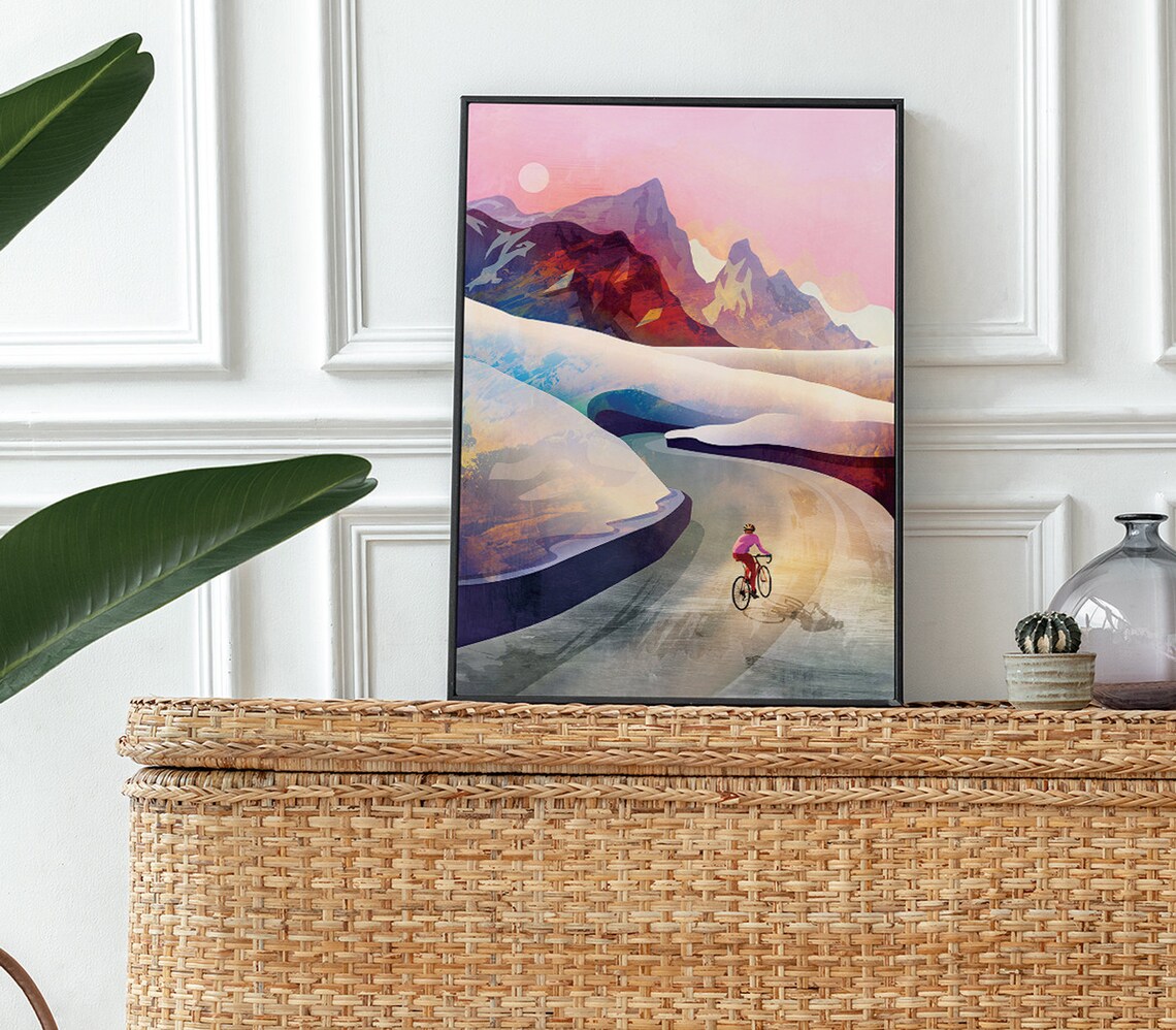 Cycling Art Print, Lets Climb For Cyclists - Image 2