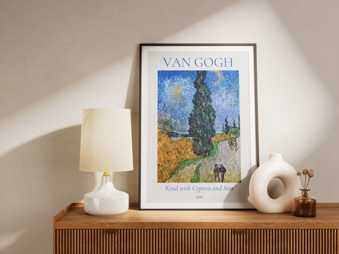 Van Gogh Art Print Road With Cypress And Star Van Gogh Exhibition Poster Van Gogh Painting Nature Landscape Art Museum Poster - Image 5