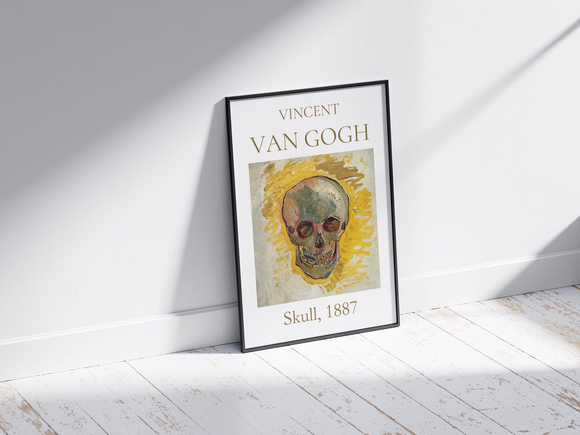 Van Gogh Skull 1887 Skeleton Painting Yellow Background Art Poster - Image 6