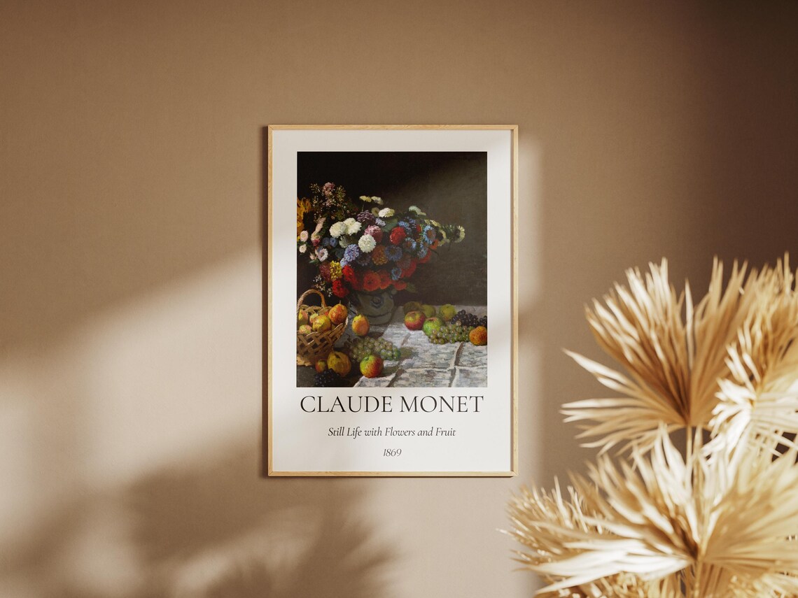 Claude Monet Still Life Flowers And Fruit 1869 Exhibition Wall Art - Image 3