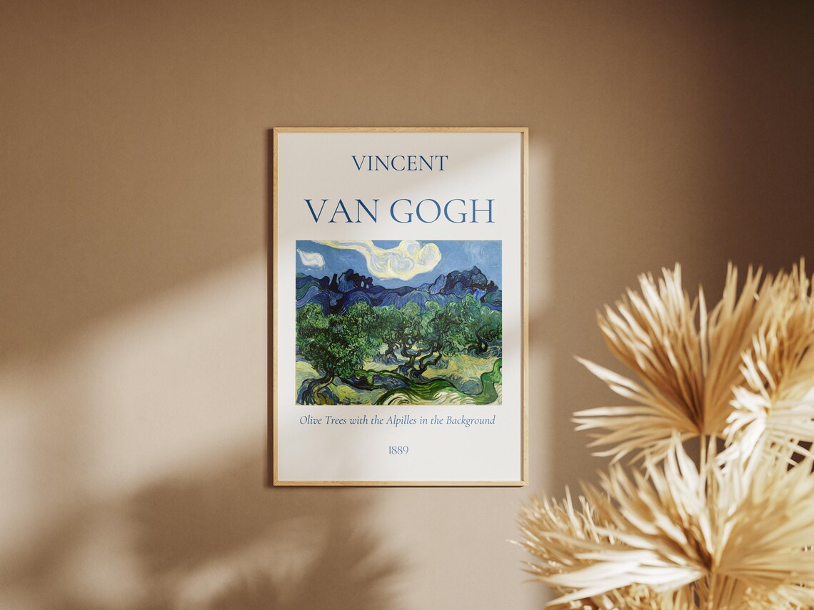 Van Gogh Art Print Olive Trees With The Alpilles In The Background Van Gogh Exhibition Poster Van Gogh Painting Nature Landscape Poster - Image 2