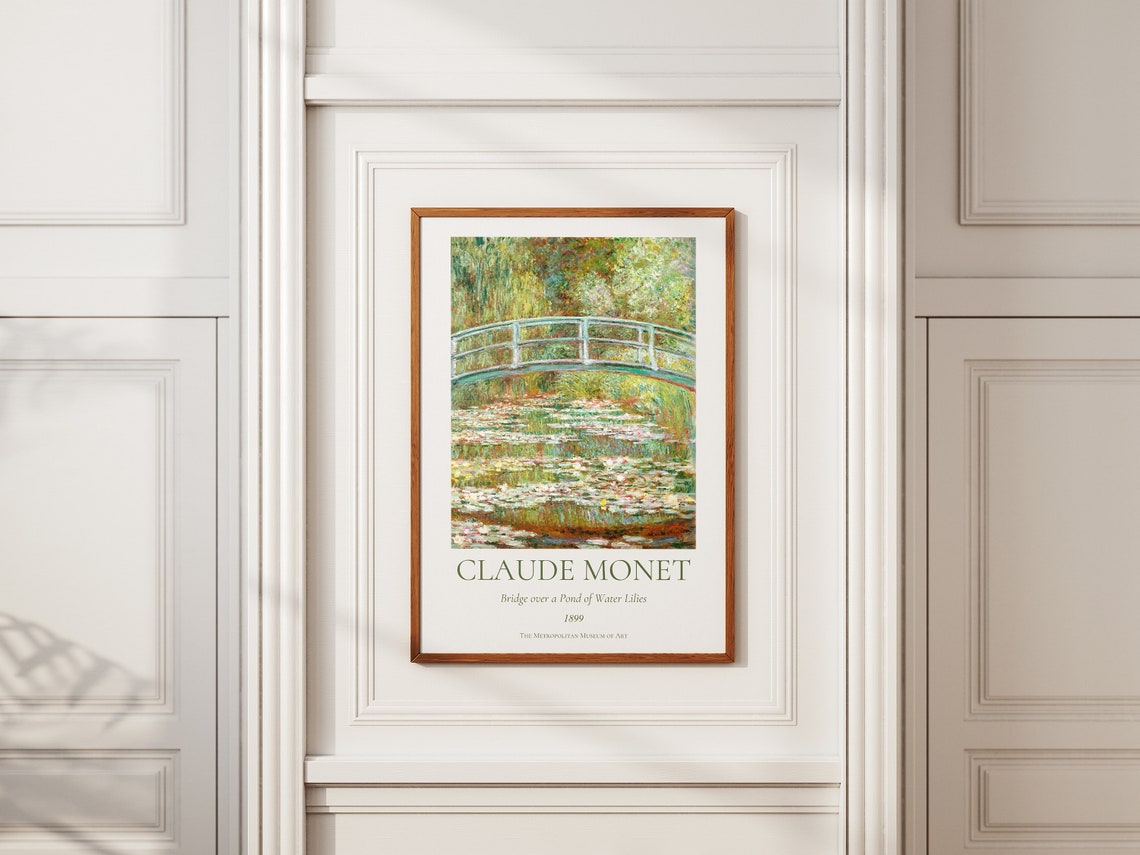 Claude Monet Art Print Bridge Over A Pond Of Water Lilies Monet Exhibition Poster Monet Painting Famous Artist Posters Floral Old Print - Image 6