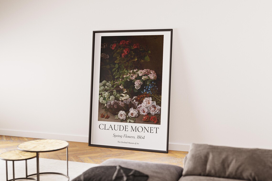 Monet Spring Flowers 1864 Dark Floral Still Life Bouquet Art Poster - Image 4