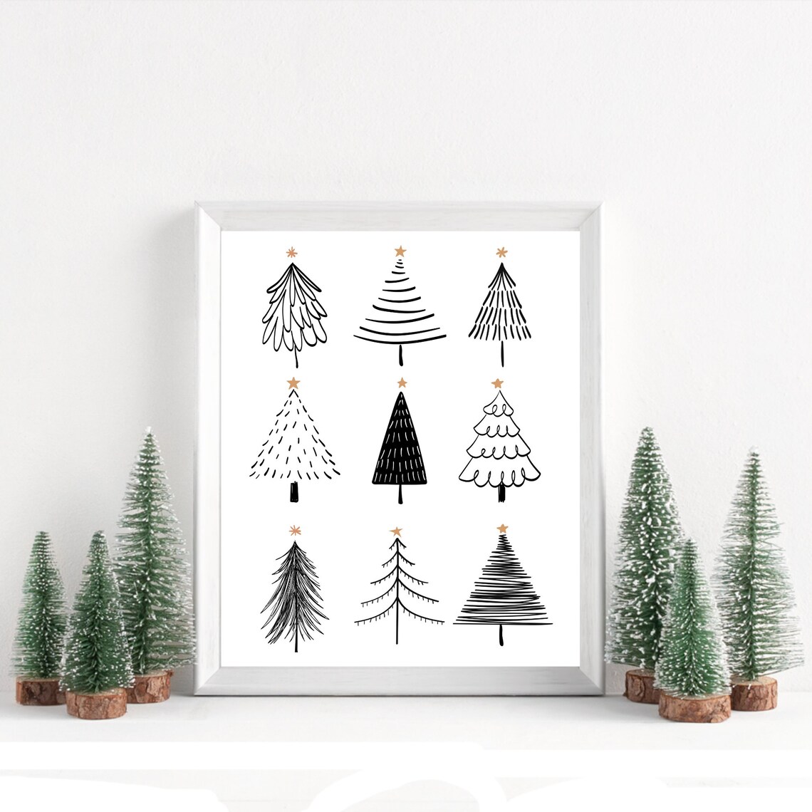 Christmas Tree Black and White Art Print, Holiday Decor - Image 2