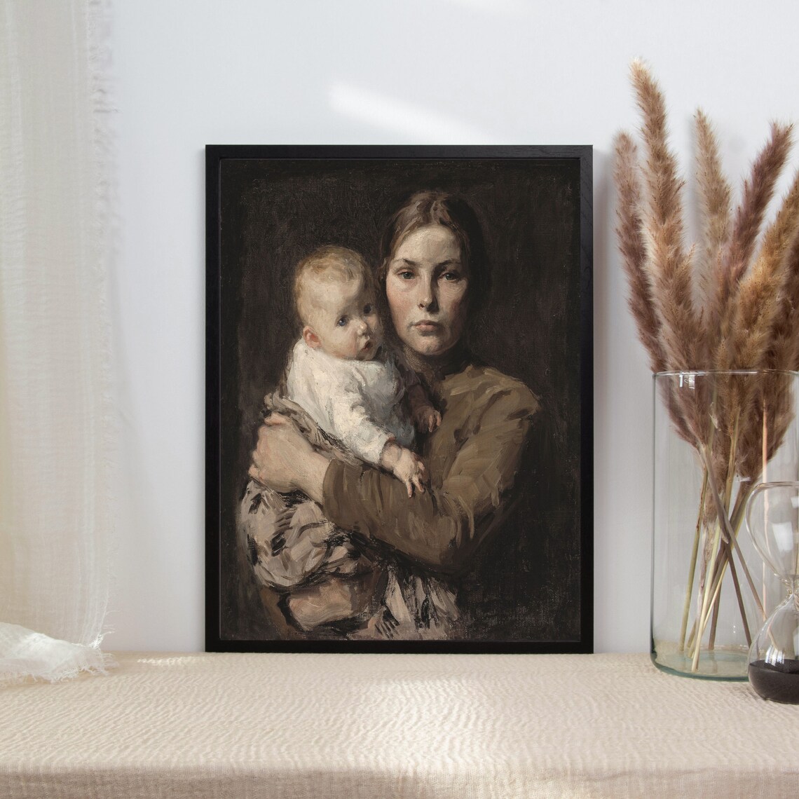 Mother and Child Vintage Art Print, Antique Decor - Image 2