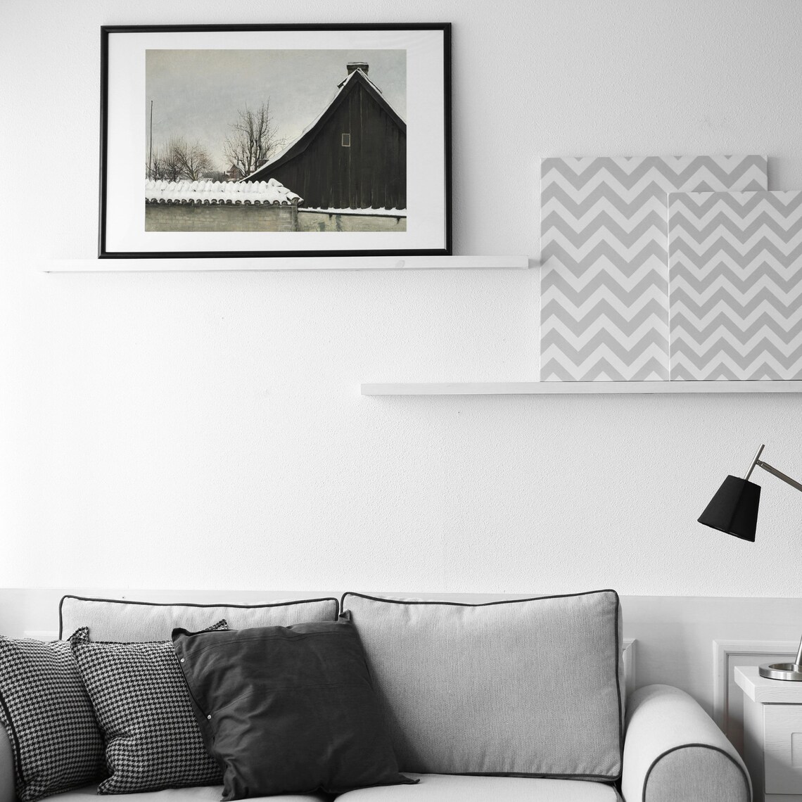 Vintage Snowy Church, Winter Farmhouse Art Print - Image 2