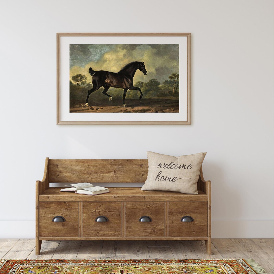 Powerful Dark Bay Horse Trotting Vintage Equestrian Portrait Poster - Image 2