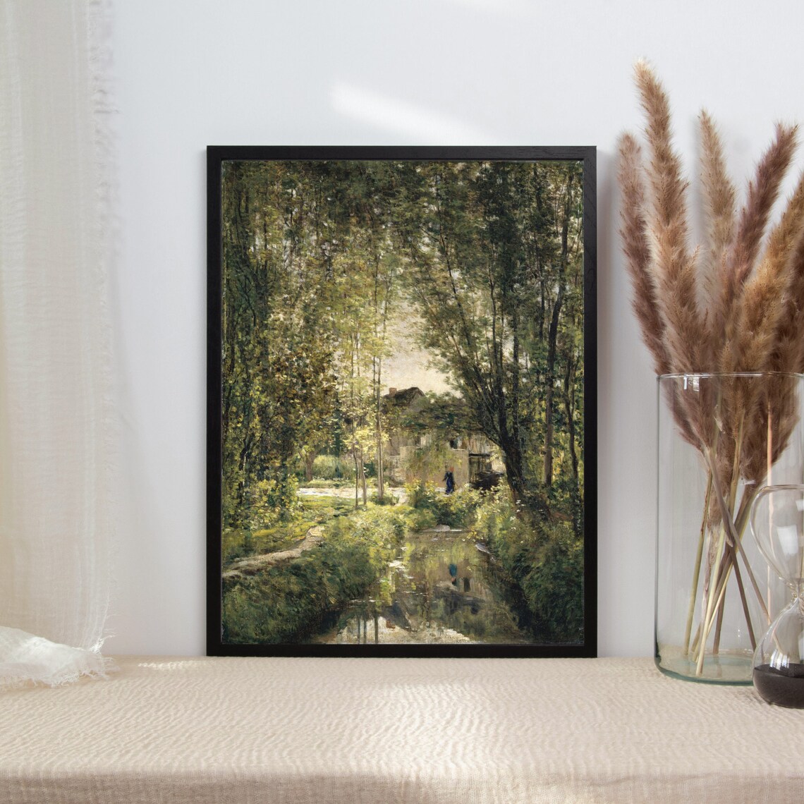 Vintage Country Stream Landscape, Rustic Art Print - Image 2